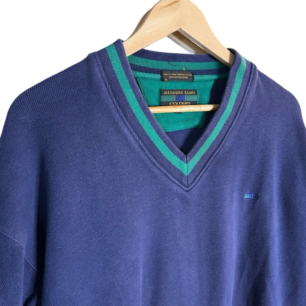 🔴5 for $40 SALE!
Alexander Julian COLOURS BlueGreen V Neck Pull Over sz L - Picture 4 of 7